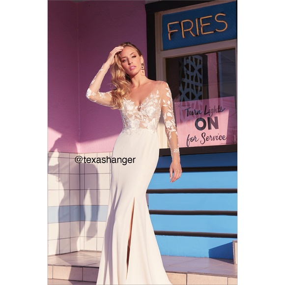 NWT Wtoo Rylan Long Sleeve Gown Sz 00 Ivory - Picture 7 of 16